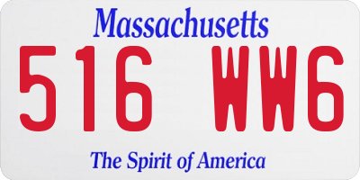 MA license plate 516WW6