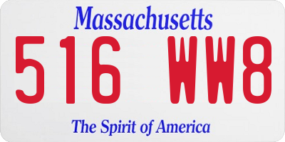MA license plate 516WW8