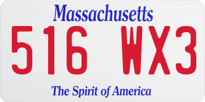 MA license plate 516WX3