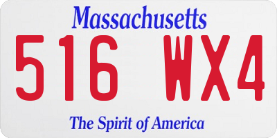 MA license plate 516WX4