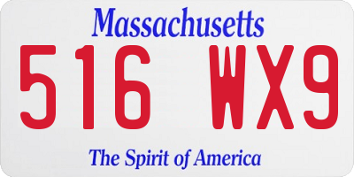 MA license plate 516WX9