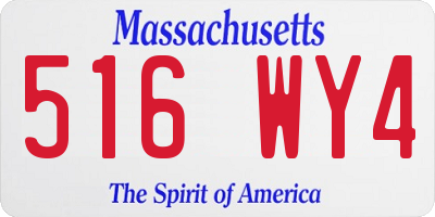 MA license plate 516WY4