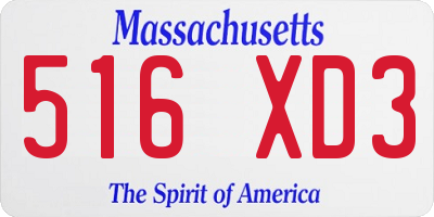 MA license plate 516XD3