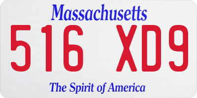 MA license plate 516XD9