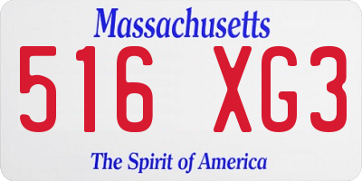 MA license plate 516XG3