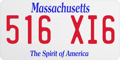 MA license plate 516XI6