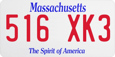 MA license plate 516XK3