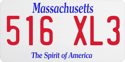 MA license plate 516XL3