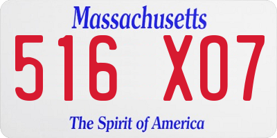 MA license plate 516XO7