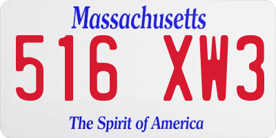 MA license plate 516XW3