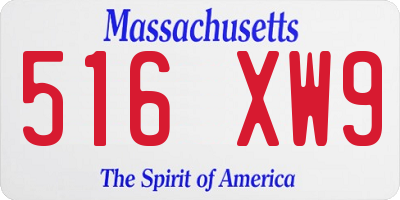 MA license plate 516XW9
