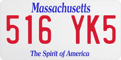 MA license plate 516YK5