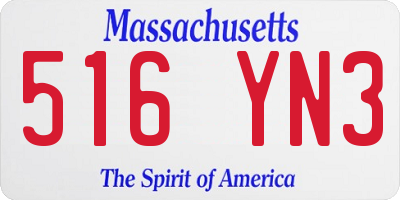 MA license plate 516YN3