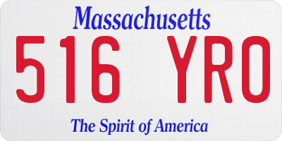 MA license plate 516YR0