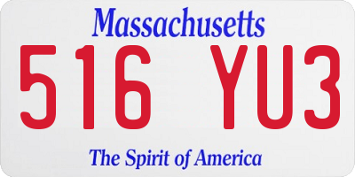 MA license plate 516YU3