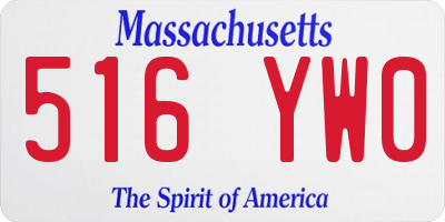 MA license plate 516YW0