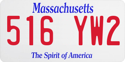 MA license plate 516YW2