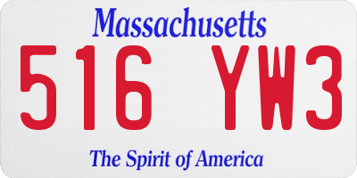 MA license plate 516YW3