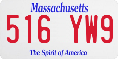 MA license plate 516YW9