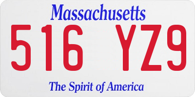 MA license plate 516YZ9