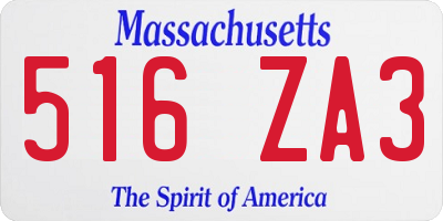 MA license plate 516ZA3