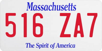 MA license plate 516ZA7