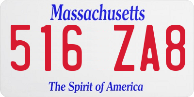 MA license plate 516ZA8