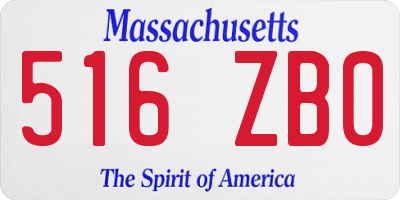 MA license plate 516ZB0