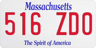 MA license plate 516ZD0
