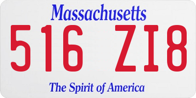 MA license plate 516ZI8