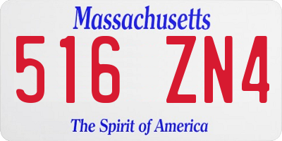 MA license plate 516ZN4