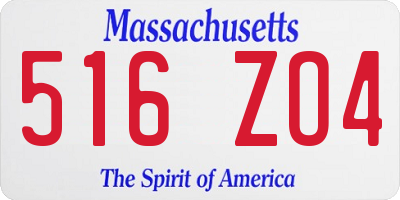 MA license plate 516ZO4