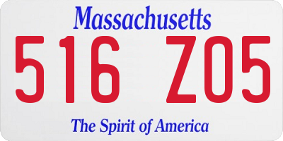 MA license plate 516ZO5