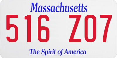 MA license plate 516ZO7