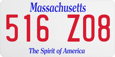 MA license plate 516ZO8