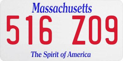 MA license plate 516ZO9