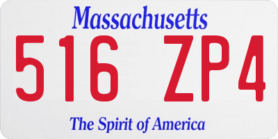 MA license plate 516ZP4