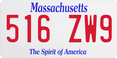 MA license plate 516ZW9