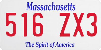 MA license plate 516ZX3