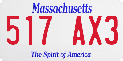 MA license plate 517AX3