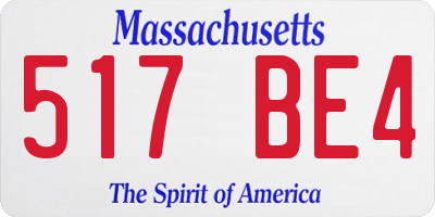 MA license plate 517BE4