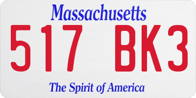 MA license plate 517BK3