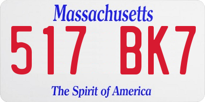 MA license plate 517BK7