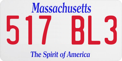 MA license plate 517BL3