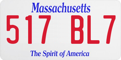 MA license plate 517BL7