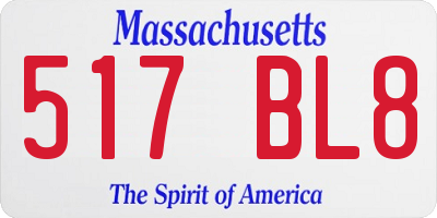 MA license plate 517BL8