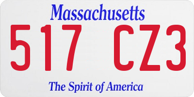 MA license plate 517CZ3