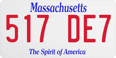 MA license plate 517DE7