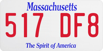 MA license plate 517DF8