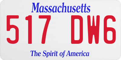 MA license plate 517DW6
